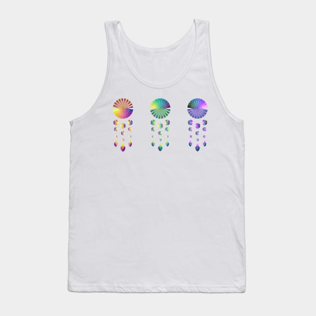 Dream Catchers | Sunset Peacock Nebula Red Yellow Green Blue Pink White Tank Top by aRtVerse